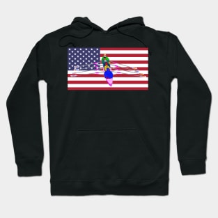 Rowers Rowing on American Flag Hoodie